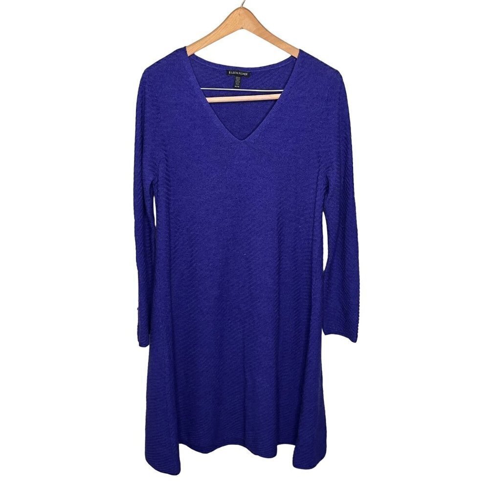Eileen Fisher 100% Merino Wool V-Neck Sweater Dress / Tunic Sweater- Size XS